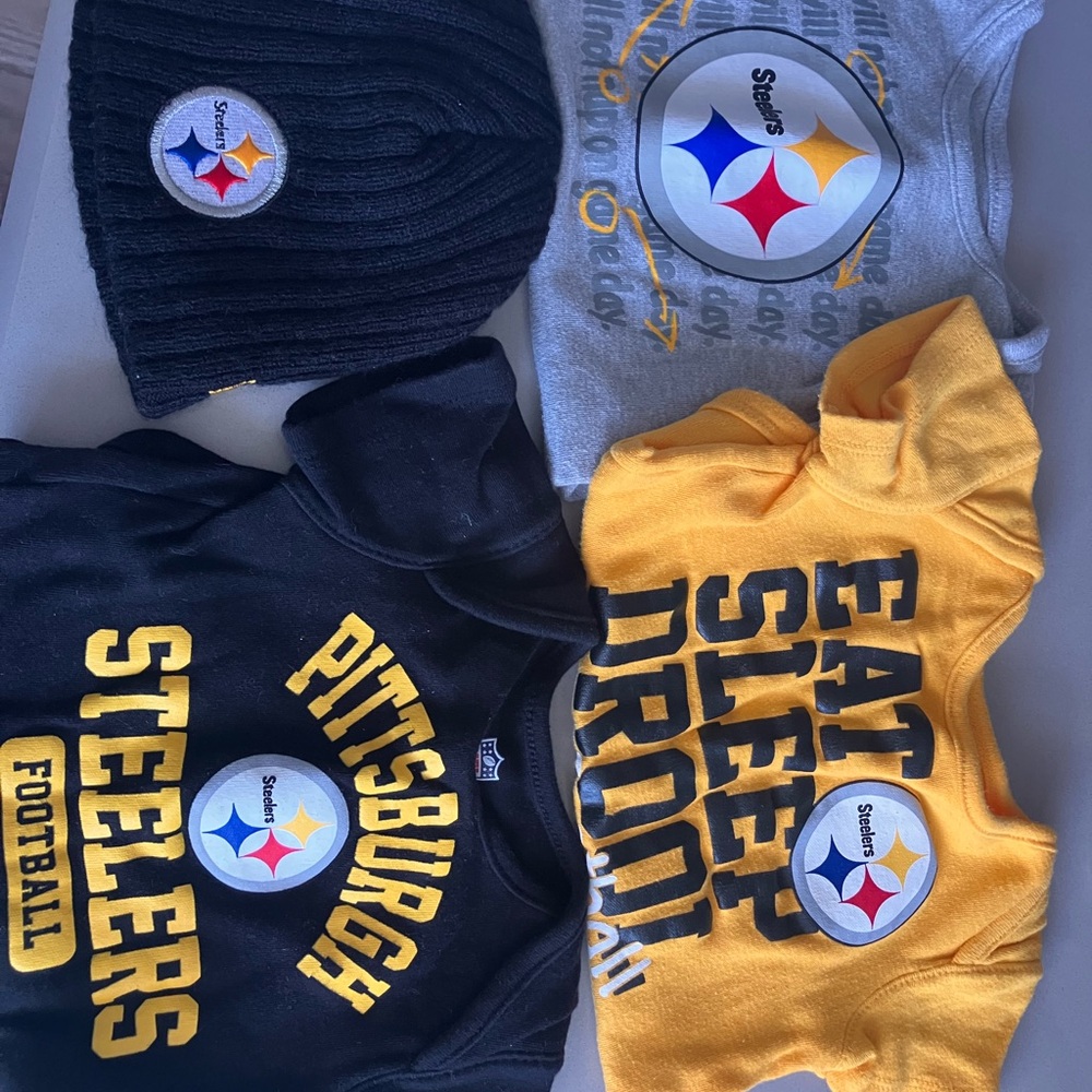 Pittsburgh Steelers Kids Bodysuit Set - Black, Gray, Yellow